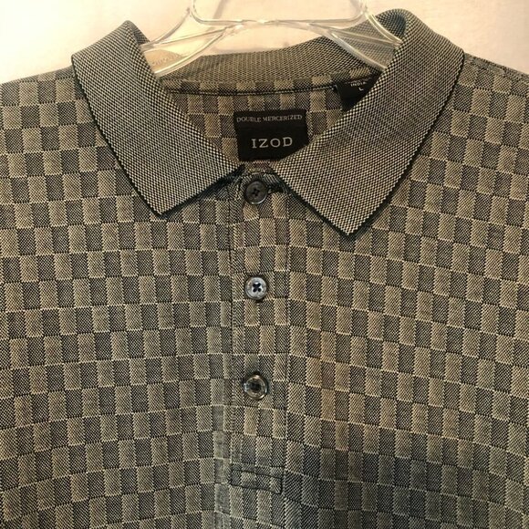 IZOD Mens  Polo Shirt Textured Greenish/Grey Lg - Picture 3 of 10